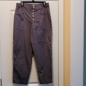 Gray Linen button Front pants Size Large